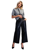 ee:some Women's Black Pleather Wide Leg Pants 