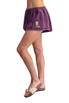 ee:some Women's Plum Mineral Washed Boot Embroidered Shorts 