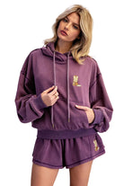 ee:some Women's Plum Mineral Western Boot Embroidered Hoodie