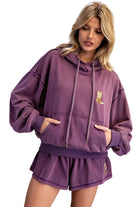 ee:some Women's Plum Mineral Western Boot Embroidered Hoodie