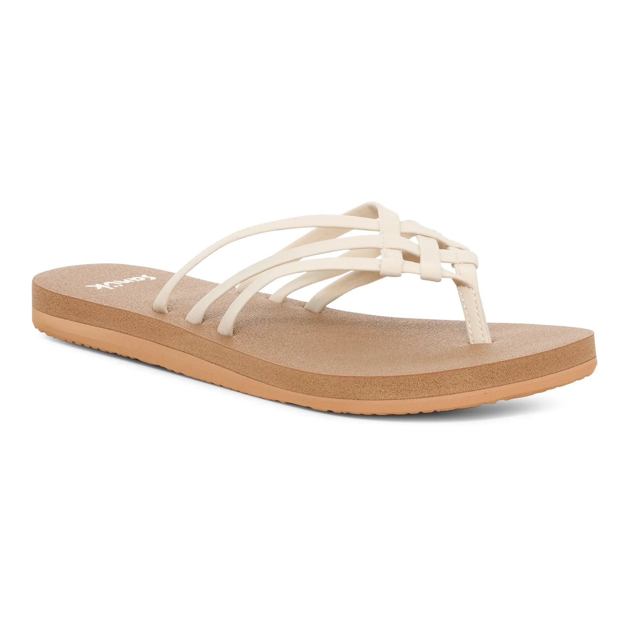 Women's Sanuk Tan and White Yoga Sandy II Flip Flops 1169691-TWT