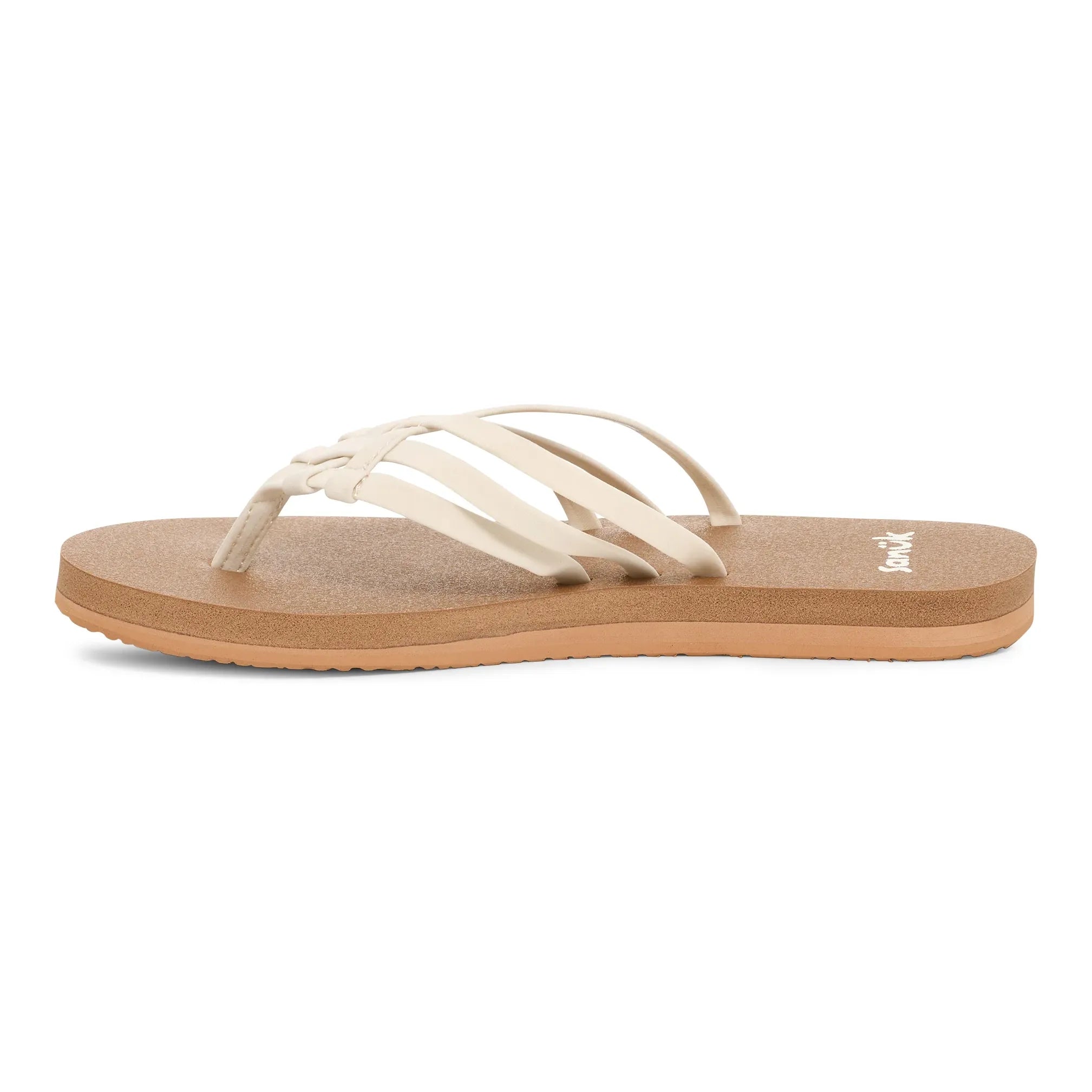 Women's Sanuk Tan and White Yoga Sandy II Flip Flops 1169691-TWT