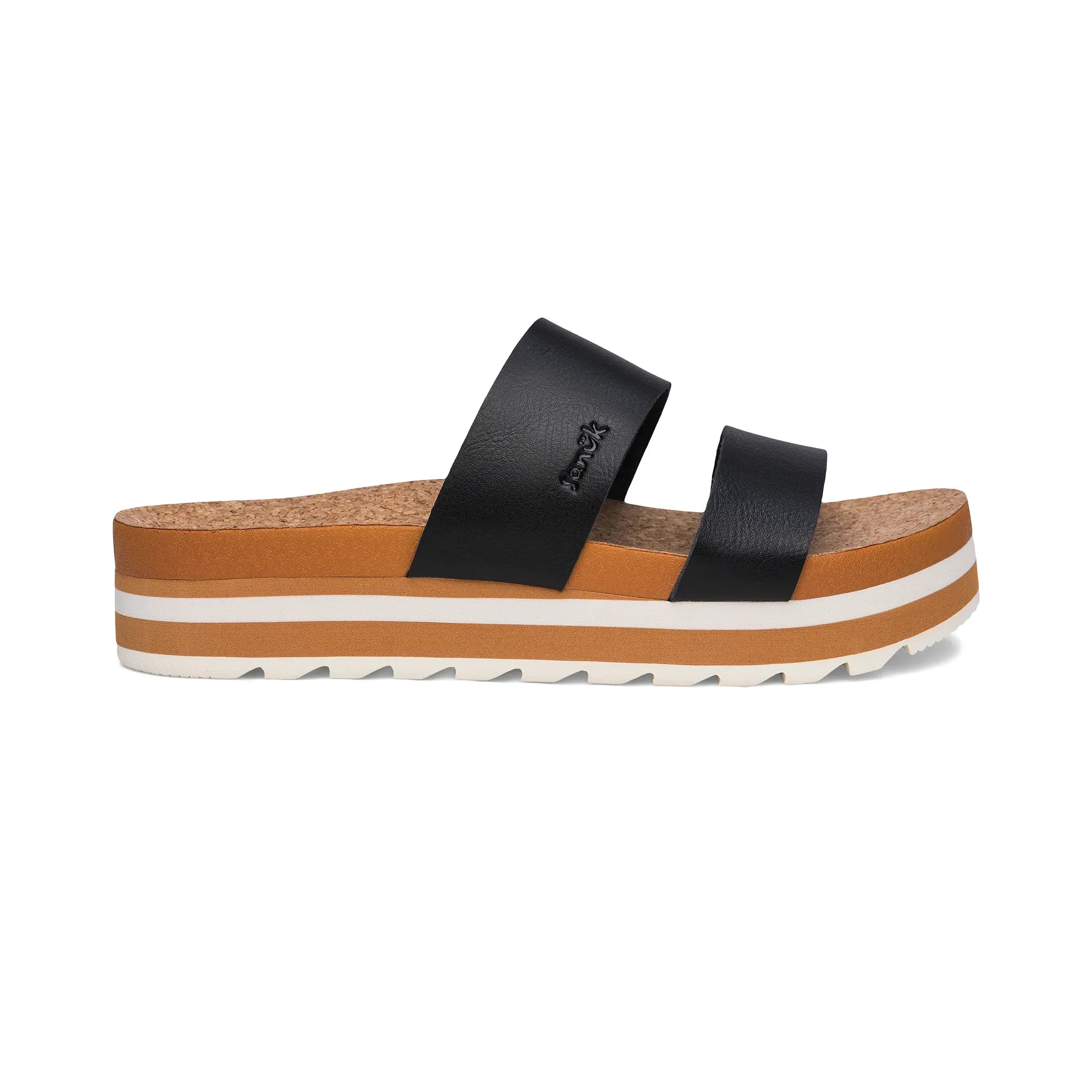 Women's Sanuk Black Alt-Itude Platform Slip on Sandals 1234571-BLK