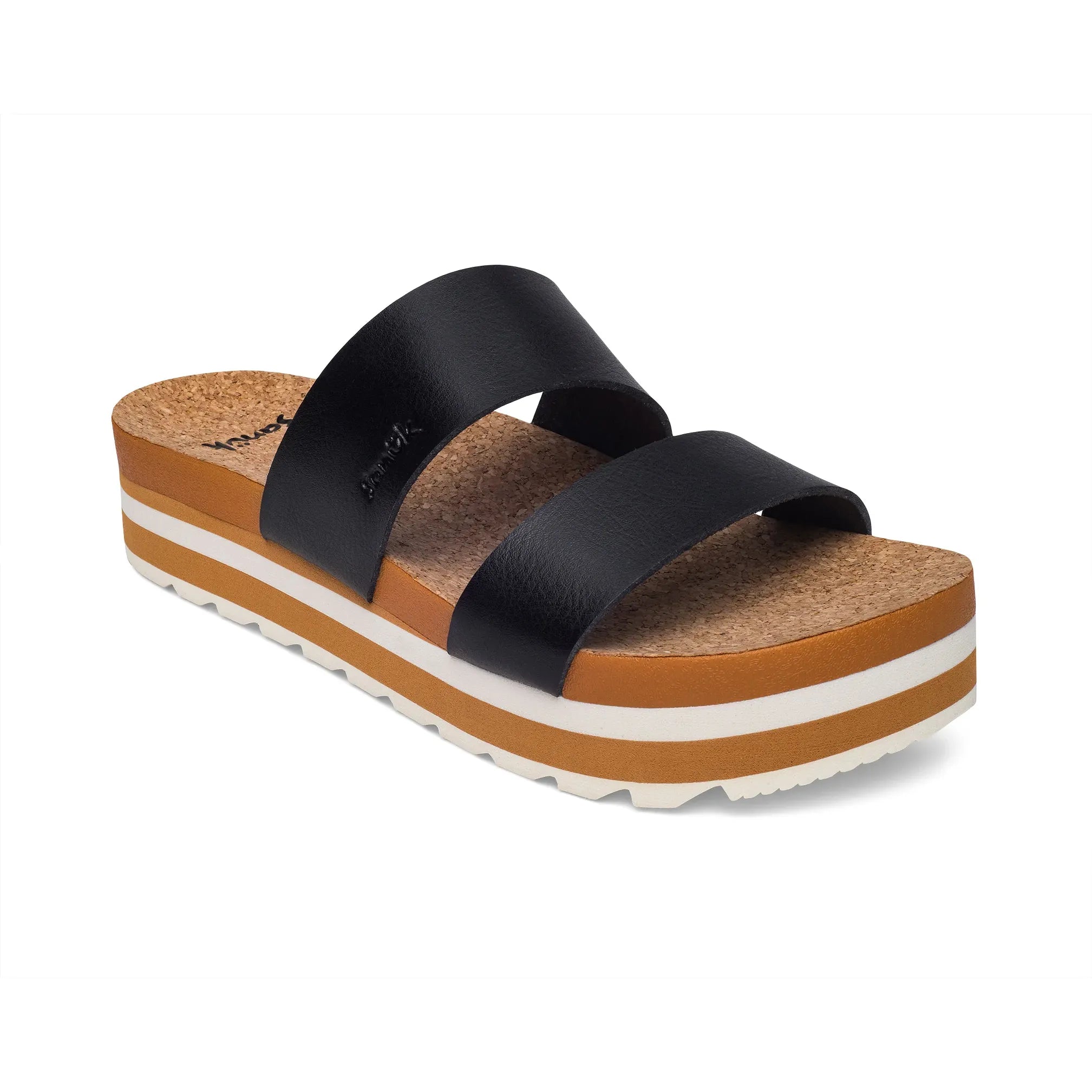 Women's Sanuk Black Alt-Itude Platform Slip on Sandals 1234571-BLK