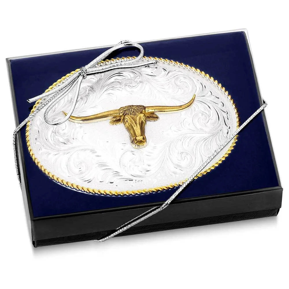 Men's Montana Silversmiths Classic Western Two-Tone Buckle With Longhorn 1255-767M