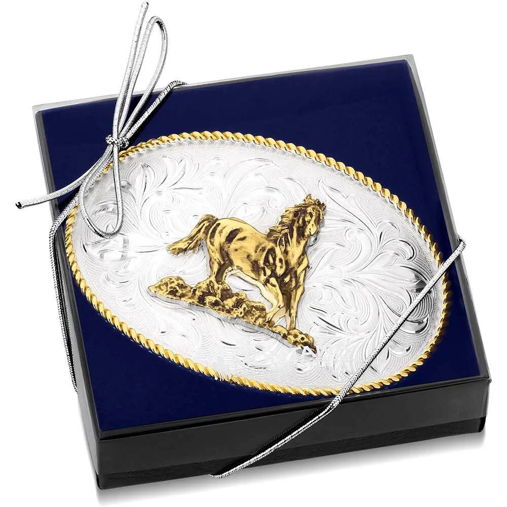 Men's Montana Silversmiths Rosebud Legacy Buckle With Galloping Horse 1256-463