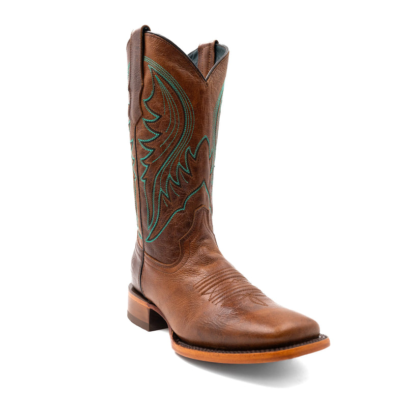 Men's Ferrini Beau Brown with Teal Stitching Western Boots 1459329