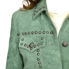 Women's American Darling Genuine Leather Olive Concho Jacket ADJKT041