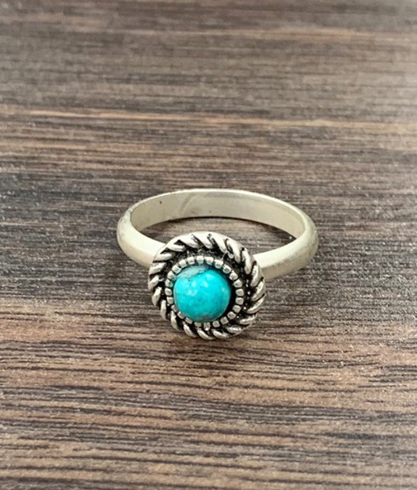 Women's Isac 6mm Turquoise, Brass Adjustable Ring 750364-1