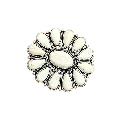 Women's Isac Very-big Navajo White Turquoise Adjustable Ring 