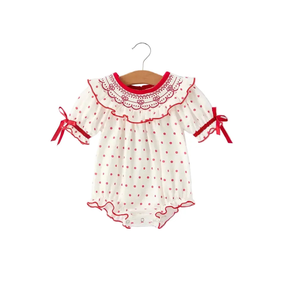 Girl's Valentines Day Polka dot Onesie 