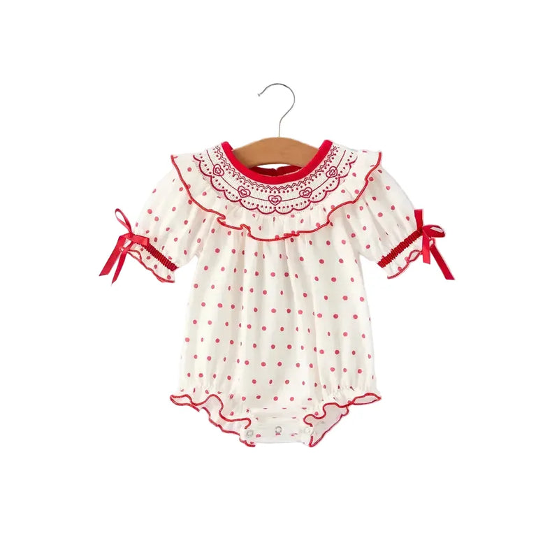 Girl's Valentines Day Polka dot Onesie 