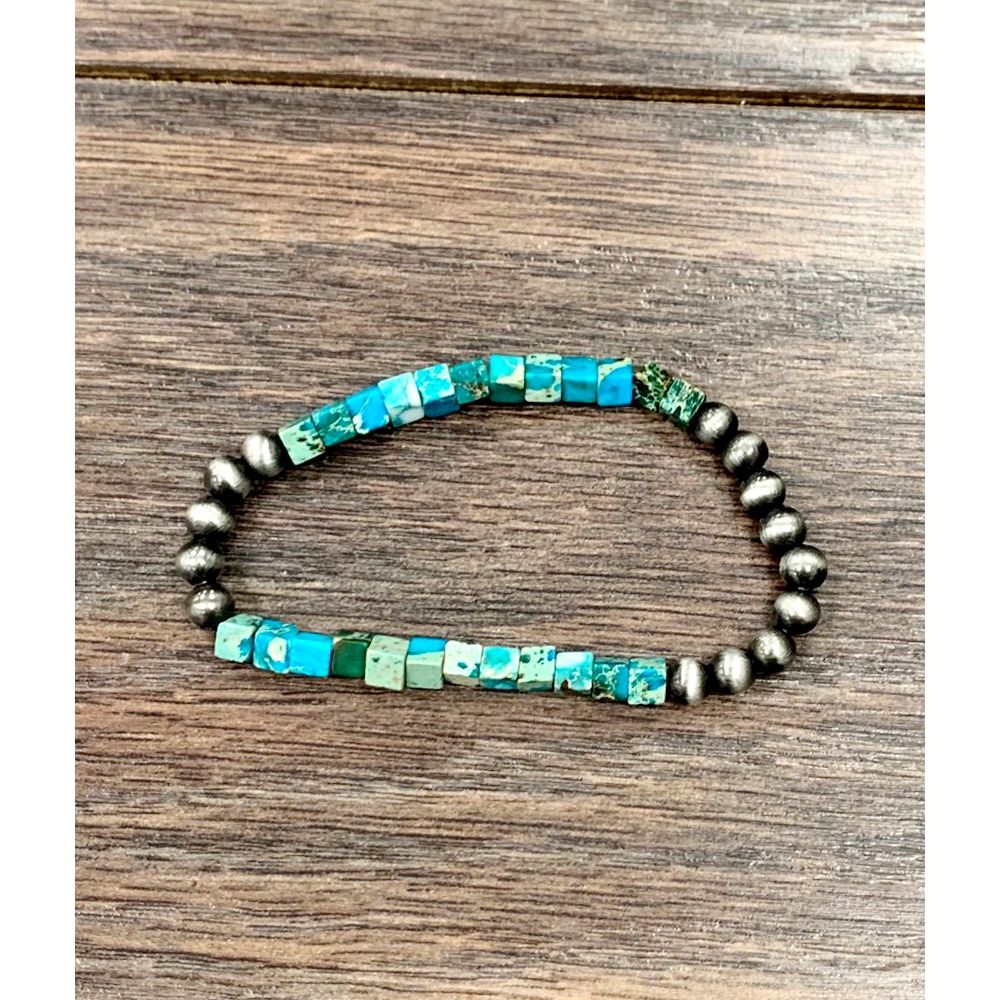 Women's Isac Handmade Navajo Gemstone Stretch Bracelet 711192