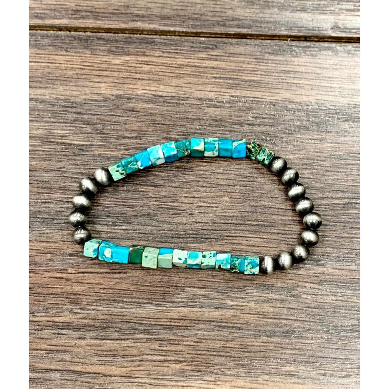 Women's Isac Handmade Navajo Gemstone Stretch Bracelet 711192