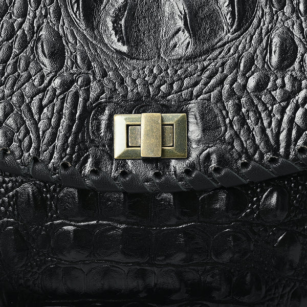 Women's American Darling Black Crocodile Embossed Leather Crossbody ADBG1526