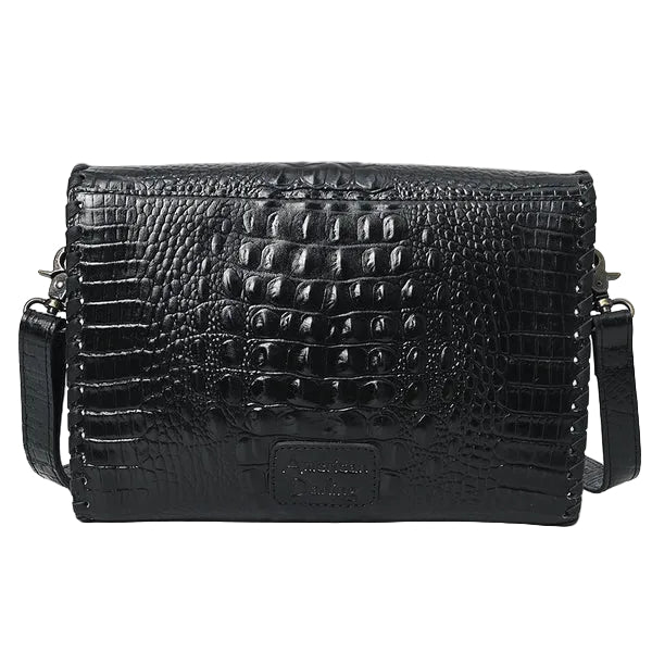 Women's American Darling Black Crocodile Embossed Leather Crossbody ADBG1526