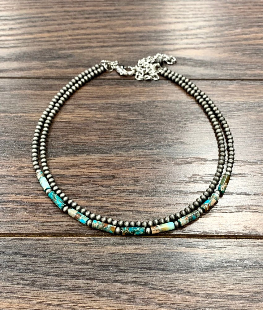 Women's Turquoise and Navajo 15" Western Gemstone Necklace 
