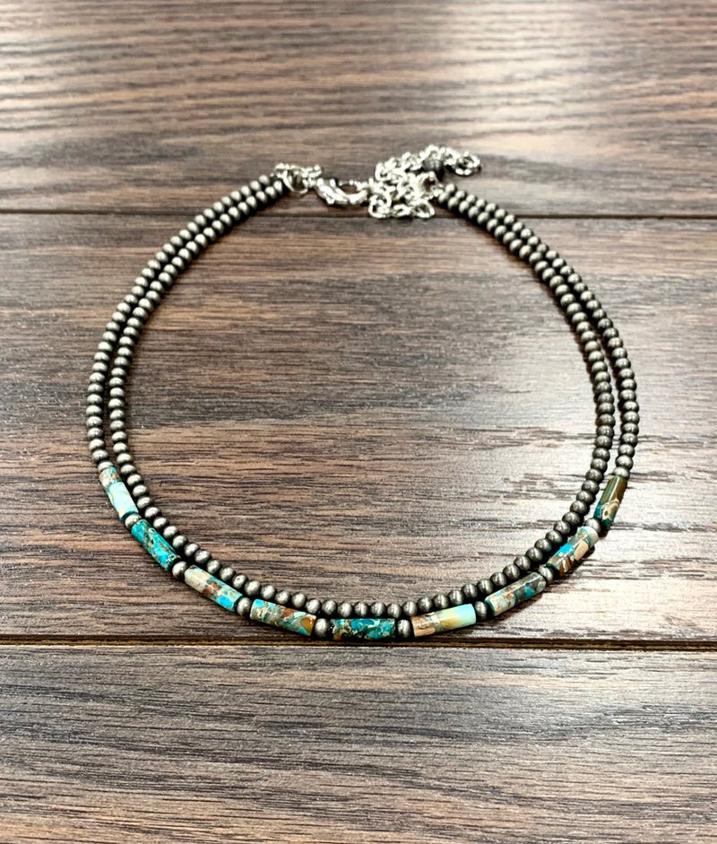 Women's Turquoise and Navajo 15" Western Gemstone Necklace 