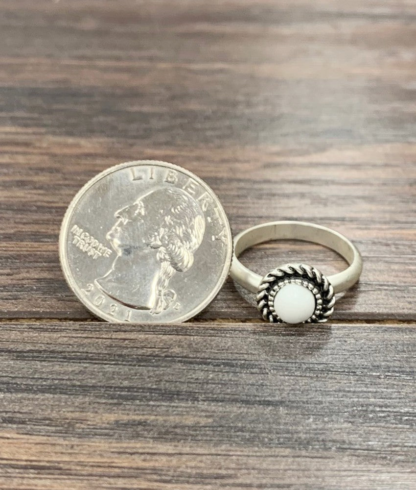 Women's Isac 6mm White Turquoise, Brass Adjustable Ring 750400-1