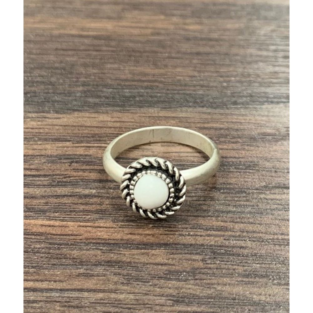 Women's Isac 6mm White Turquoise, Brass Adjustable Ring 750400-1