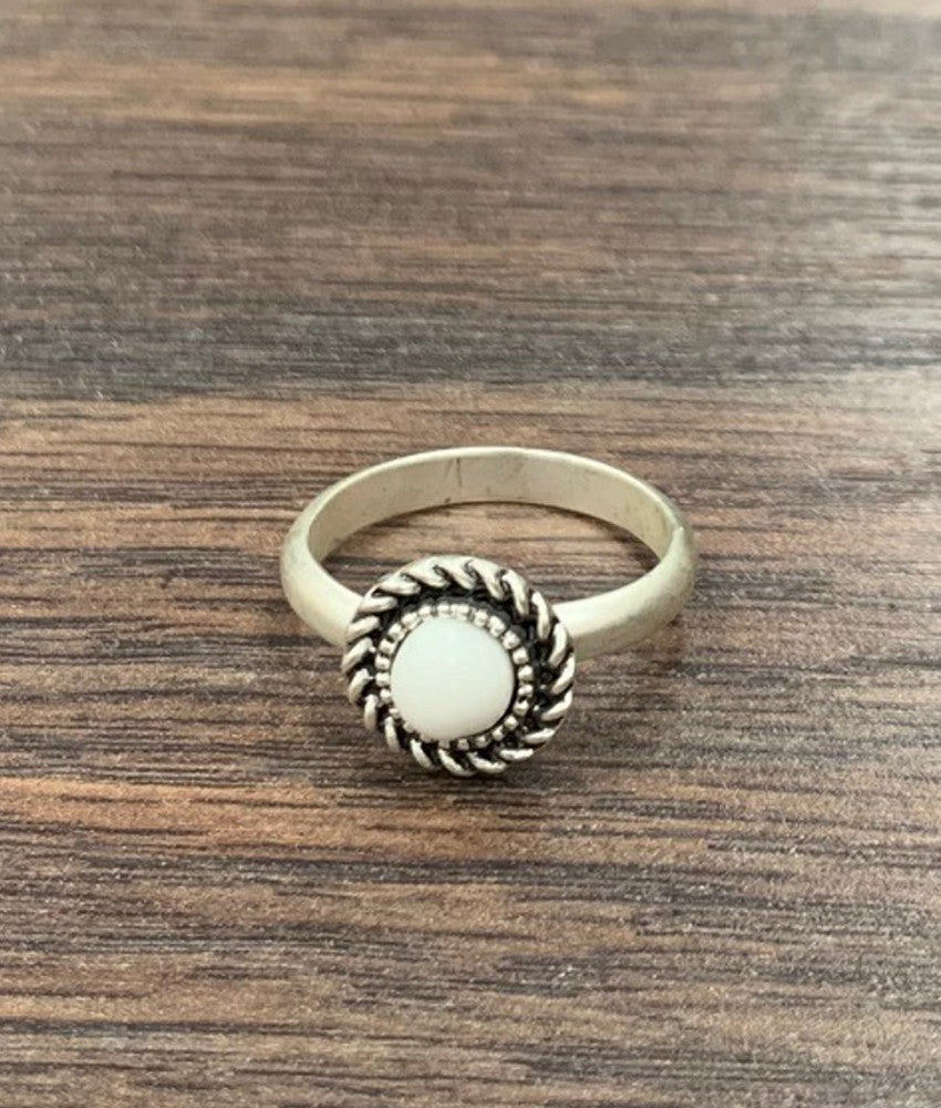 Women's Isac 6mm White Turquoise, Brass Adjustable Ring 750400-1
