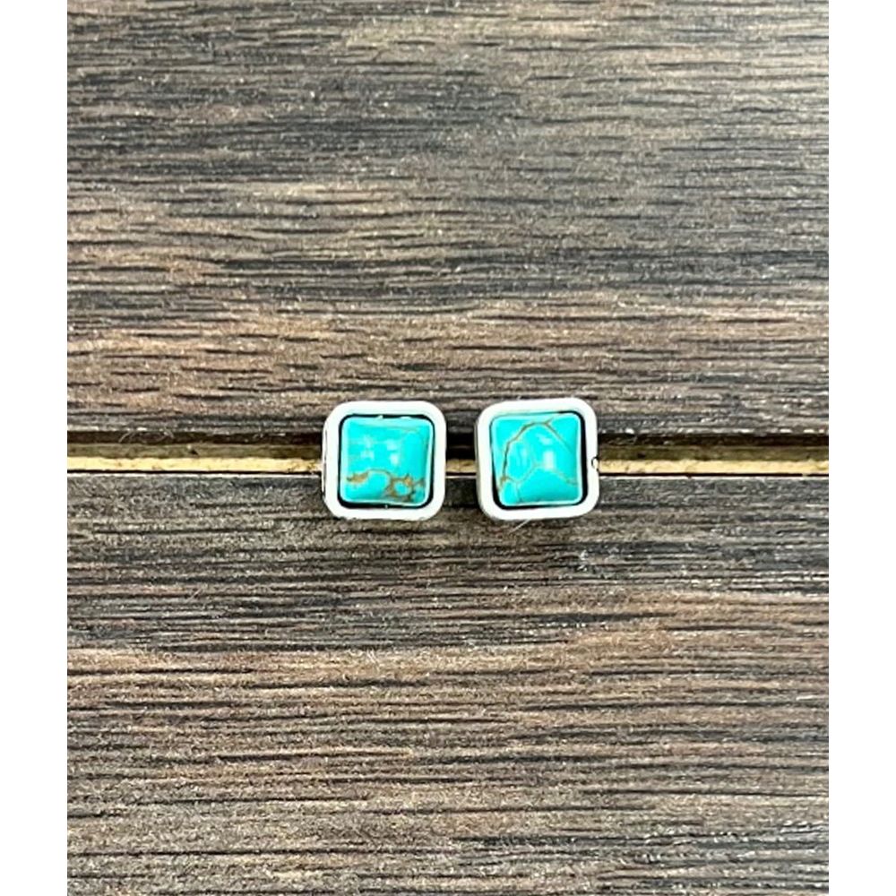Women's Isac 6mm Square Turquoise Stud Earrings 723047