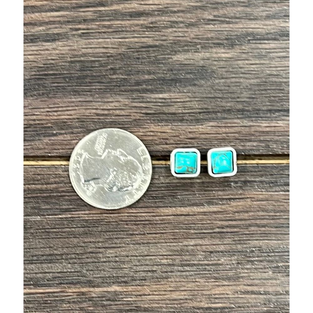 Women's Isac 6mm Square Turquoise Stud Earrings 723047