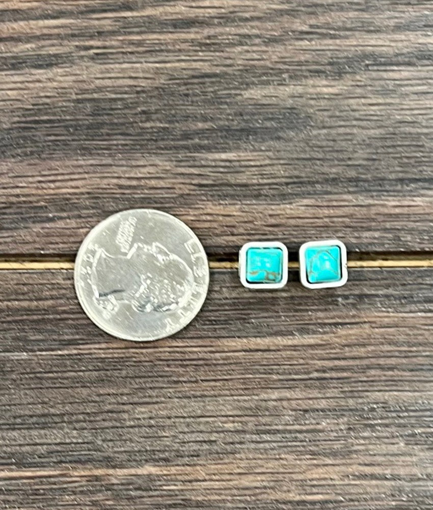 Women's Isac 6mm Square Turquoise Stud Earrings 723047