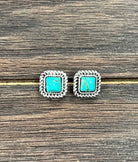 Women's Isac 6mm Square Turquoise Stud Earrings 723048