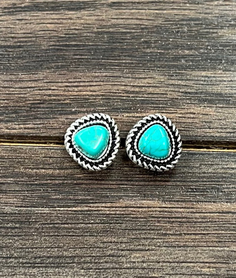 Isac 7mm Irregular Turquoise Stud Earrings 723045