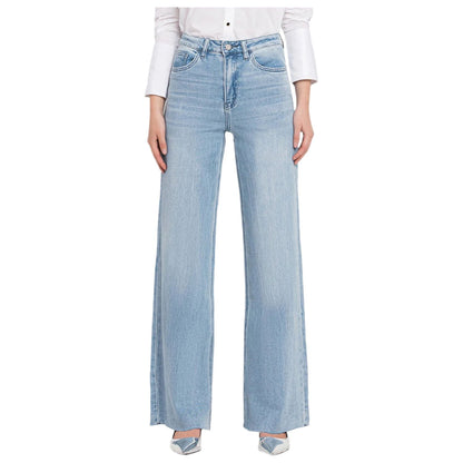 Women's Vervet Super High Rise Clean Cut Raw Hem Wide Leg Jeans V2680N - Crazy House Western Wear