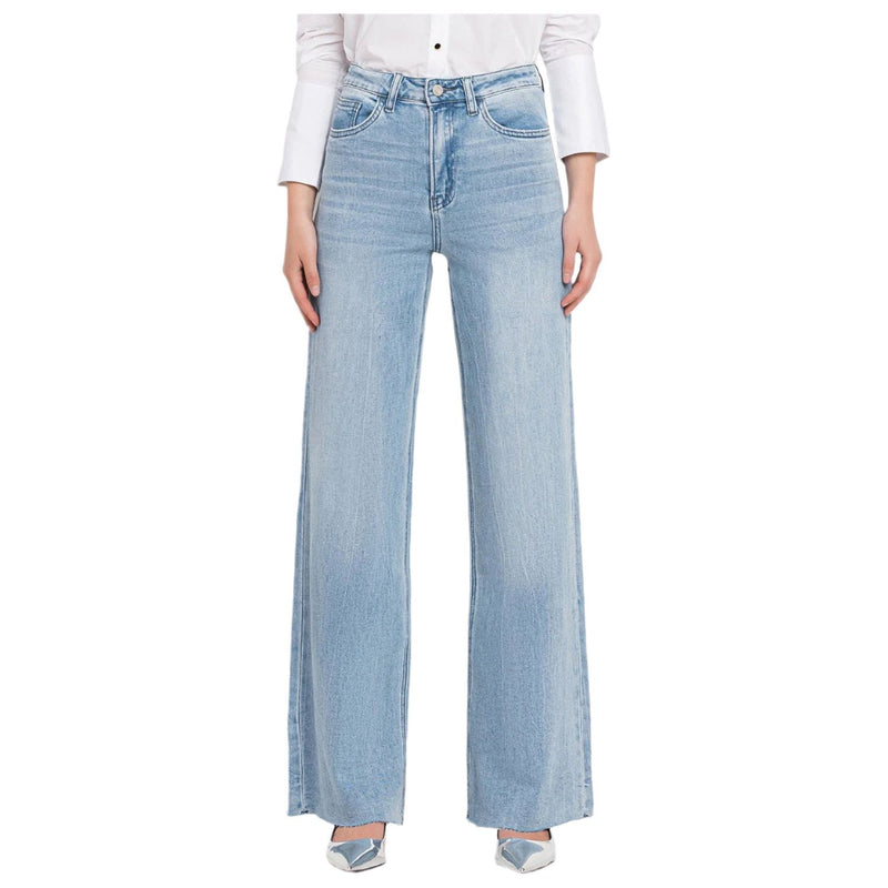 Women's Vervet Super High Rise Clean Cut Raw Hem Wide Leg Jeans V2680N - Crazy House Western Wear
