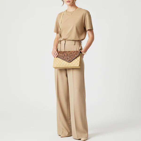 Women's American Darling Quilted and Tooled Leather Crossbody Bag ADBG1672A