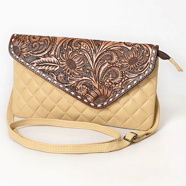 Women's American Darling Quilted and Tooled Leather Crossbody Bag ADBG1672A