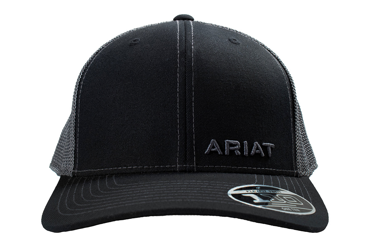 Men's Ariat Black Mesh Cap with Stitching 1597501