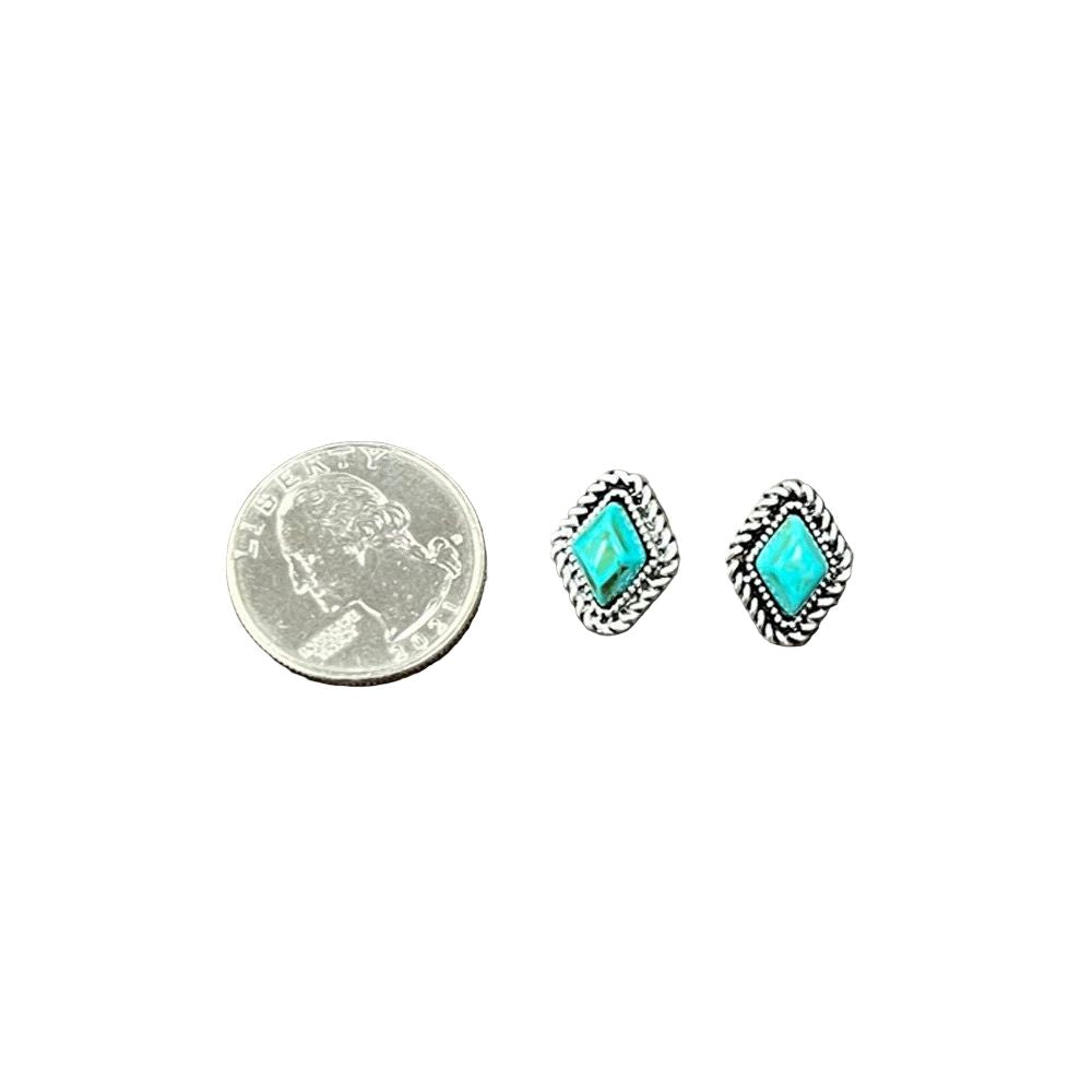 Women's Isac 10mm Diamond Turquoise Stud Earrings