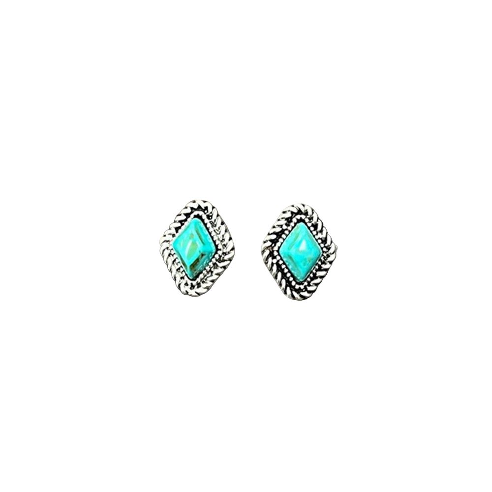 Women's Isac 10mm Diamond Turquoise Stud Earrings