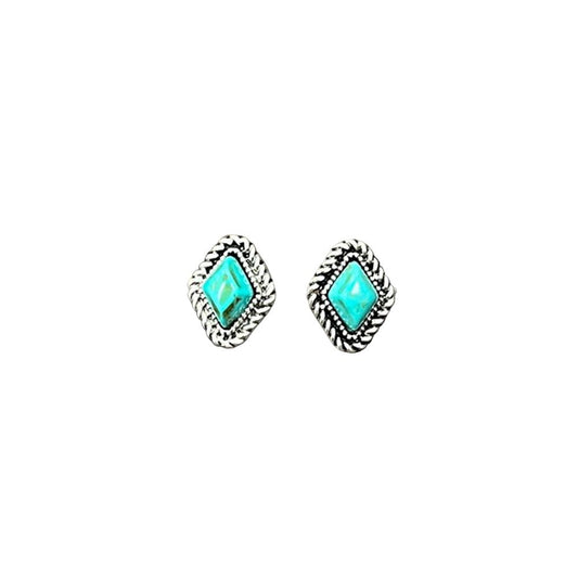 Women's Isac 10mm Diamond Turquoise Stud Earrings