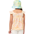 Girls Hayden Textured Floral Button Back Ruffle Tank GY5970 - Crazy House Western Wear