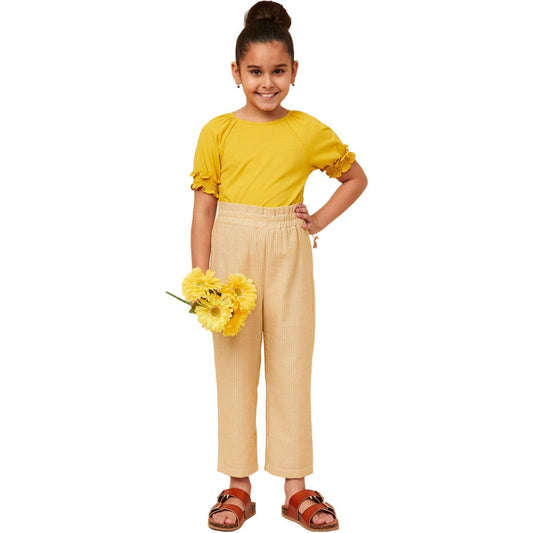 Girls Striped Flap Pocket Paperbag Waist Pants GY5987