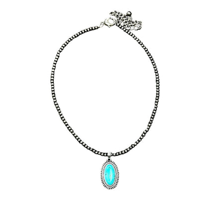 Women's Isac 15-Inch 4mm Navajo Bead Turquoise Necklace 