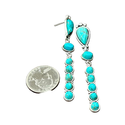 Women's Isac 3.2" Long Bar Turquoise Earrings 