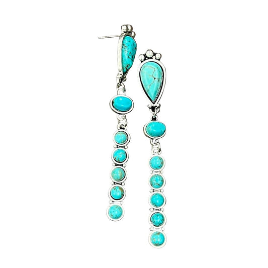 Women's Isac 3.2" Long Bar Turquoise Earrings 