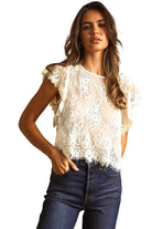 Women's Ecru Lace Scalloped Top