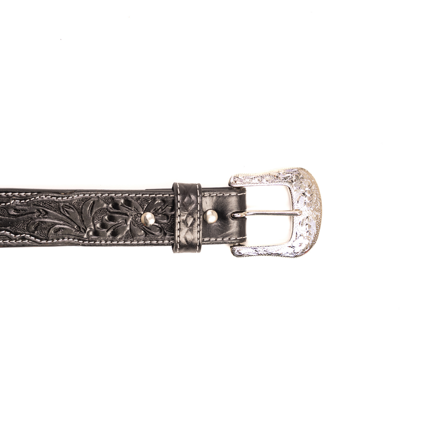 Men's Circle SH Black Tooled Leather Belt WB600BK - Crazy House Western Wear