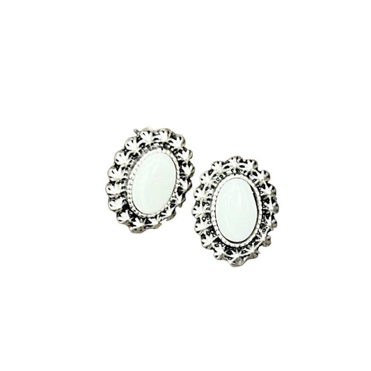 Women's Isac 10mm Oval White Turquoise Stud Earrings 