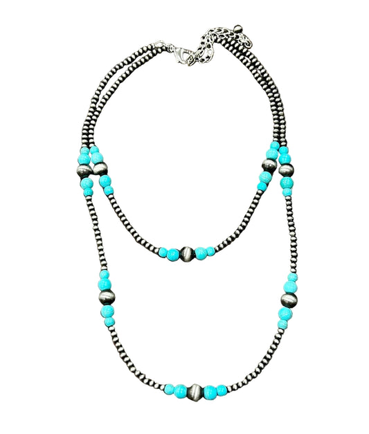 Women's Isac 22-inch Navajo Bead Turquoise Neckline