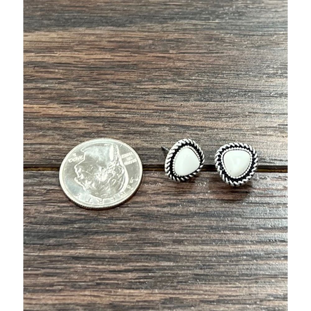 Isac 7mm Irregular White Turquoise Stud Earrings 723866-1