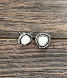 Isac 7mm Irregular White Turquoise Stud Earrings 723866-1