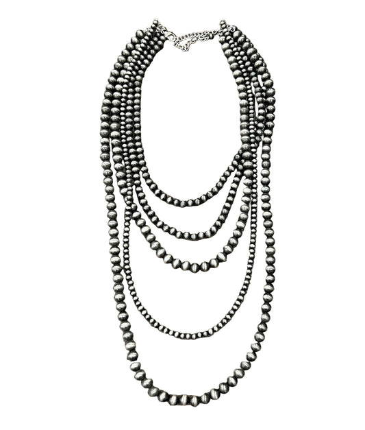 Women's Isac Handmade 5-strand Navajo Bead Necklace 
